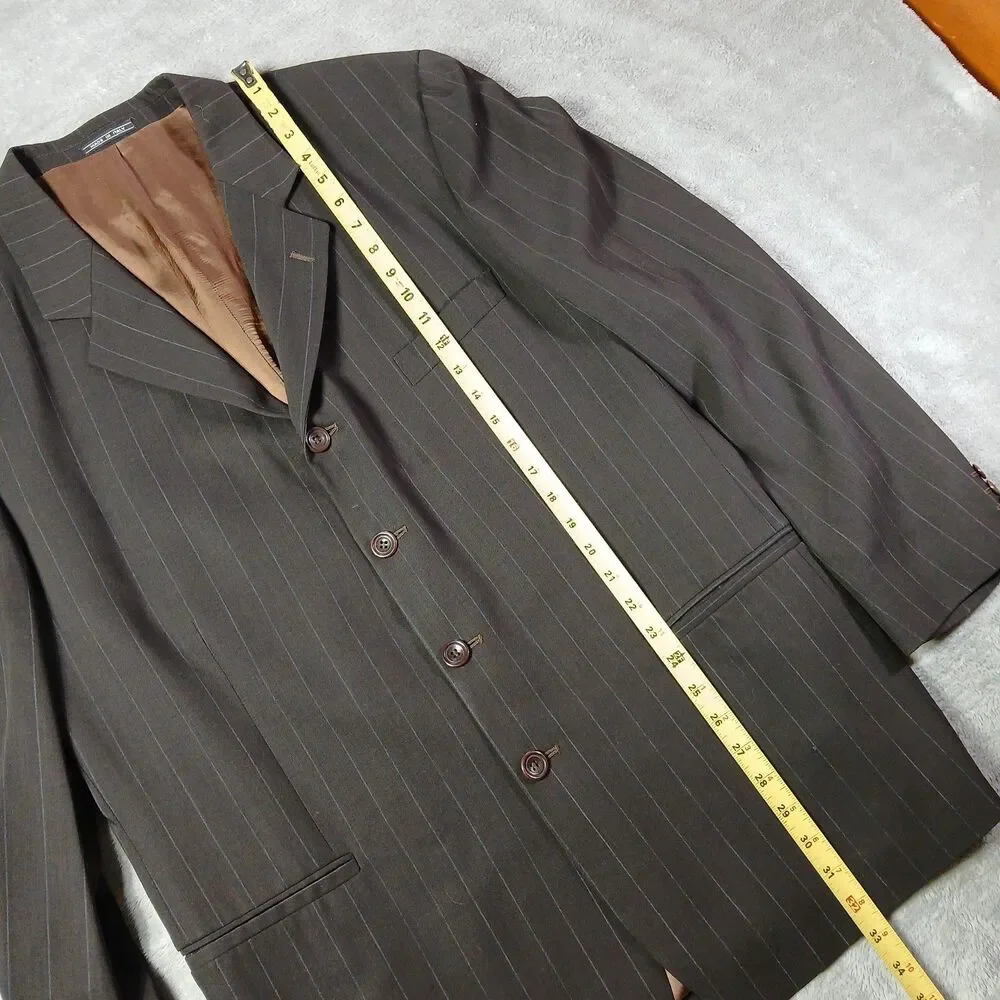 Collezioni LUomo Mens 42R 56R Brown Stripe Zegna 100s Wool Blazer Coat Old Money